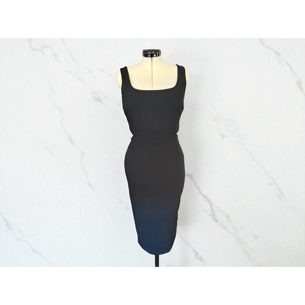 Express Black dress women’s midi dress zipper back sleeveless size large NWT‎